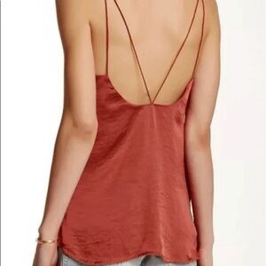 Like New Free People Scallop Satin Burnt Rust Earth Red Orange Camisole